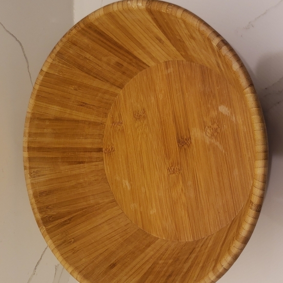 Bamboo Bowl Light Brown Bottom 8.75" Diam and Top 11.5" Diam - Picture 3 of 8